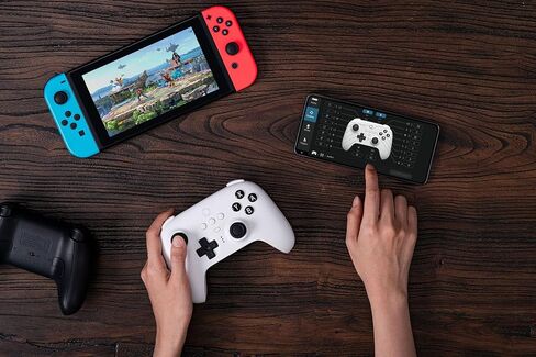 وحدة تحكم بلوتوث 8Bitdo Ultimate مع قاعدة شحن، وحدة تحكم لاسلكية احترافية مع عصا التحكم المستشعرة لتأثير القاعة، متوافقة مع المفتاح والنوافذ وسطح البخار (أبيض) in Saudi Arabia
