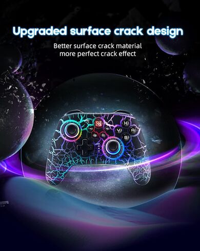 وحدة تحكم التبديل BINBOKPLAY، وحدة تحكم لاسلكية Switch Pro للتبديل/Switch Lite/Switch OLED، لوحة تحكم عن بعد لاسلكية LED قابلة للتعديل RGB مع تحكم فريد في الكراك/الحركة/Turbo/ALPS عصا التحكم (أسود) in Kuwait
