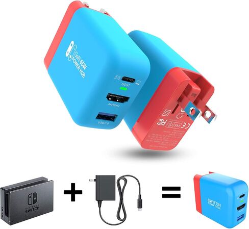 TreasLin Switch Dock Charger 65W TV Dock Adapter for Switch OLED Portable Dock for Switch TV Dock 4K 60Hz USB C 3.1 Power Supply Dock for Swtich, Compatible with Steam Deck ROG Ally, Blue in Kuwait