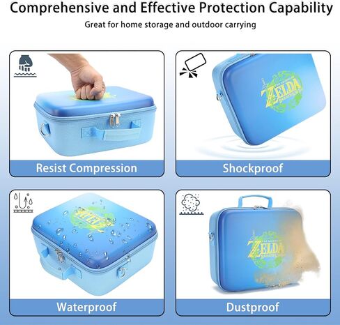 Nintendo Switch Deluxe Carrying Case-Turquoise Storage Bag with Handle and Shoulder Strap Fits Complete Switch System Console+Switch Dock+ Pro Controller +Joy-Con grip+ Poke Ball Plus & Accessories. in Saudi Arabia