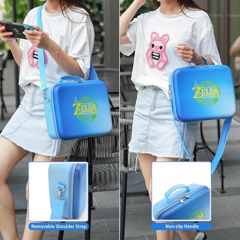 Nintendo Switch Deluxe Carrying Case-Turquoise Storage Bag with Handle and Shoulder Strap Fits Complete Switch System Console+Switch Dock+ Pro Controller +Joy-Con grip+ Poke Ball Plus & Accessories. in Saudi Arabia