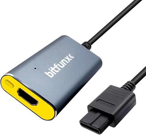 BITFUNX Analogue x2 N64/SNES/SFC/NGC HDMI Adapter - Supports 2X Line Doubler and S-Video/Composite to HDMI, Plug & Play Video Game Adapter with No Lag, HDMI Adapter for N64/SNES/SFC/NGC Console in Kuwait