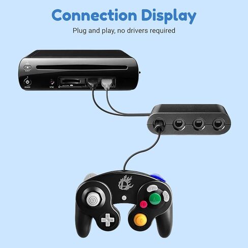 محول وحدة التحكم لجهاز جيم كيوب، محول مقبض GC 3 في 1، 4 منافذ مع وظيفة توربو والاهتزاز، محول وحدة تحكم الألعاب قابس USB وتشغيل للتبديل، لجهاز Wii U، الكمبيوتر الشخصي in Kuwait