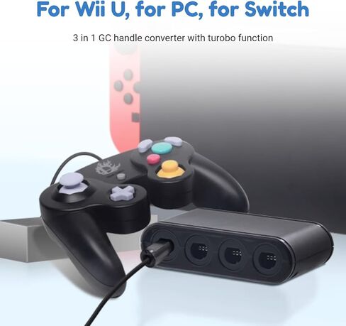 محول وحدة التحكم لجهاز جيم كيوب، محول مقبض GC 3 في 1، 4 منافذ مع وظيفة توربو والاهتزاز، محول وحدة تحكم الألعاب قابس USB وتشغيل للتبديل، لجهاز Wii U، الكمبيوتر الشخصي in Kuwait