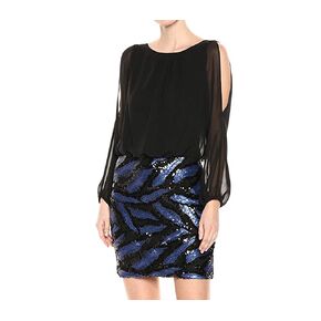 Calvin Klein Women's Split Sleeve Chiffon Blouson Dress with Embellished Skirt in Kuwait
