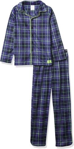 Calvin Klein Boys' Sleepwear Coat Front Notch Color Top & Pj Pant Pajama Set in Saudi Arabia