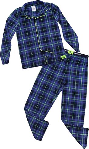 Calvin Klein Boys' Sleepwear Coat Front Notch Color Top & Pj Pant Pajama Set in Saudi Arabia