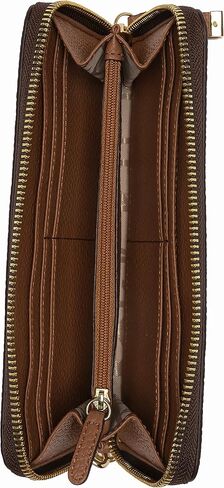 حقيبة يد صغيرة بسحاب من Calvin Klein Signature Zip Around Clutch Bag ، بني متعدد، كبير, بني متعدد, L in Saudi Arabia