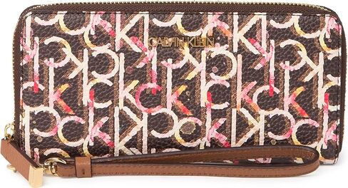 حقيبة يد صغيرة بسحاب من Calvin Klein Signature Zip Around Clutch Bag ، بني متعدد، كبير, بني متعدد, L in Saudi Arabia