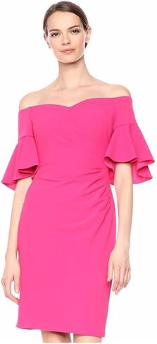 فستان نسائي من Calvin Klein بدون أكتاف مع فتحة جانبية مكشكشة in Kuwait