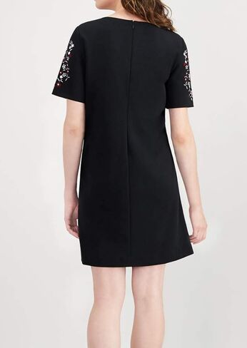 Calvin Klein Women's Solid Short Sleeve Shift with Floral Embroidery in Kuwait