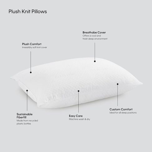 Calvin Klein Double Knit Pillow (King - 20" x 36" - Set of 2) - High End Cooling Pillow/Long Lasting Plush Comfort/Ultra Comfy Pillow for Back, Stomach, Side Sleepers/Cool & Soft Fabric in Saudi Arabia