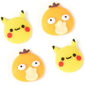 DLseego Pika & Duck 4PCS Thumb Grips Caps for Regular Switch/Switch Lite/Switch OLED Joy Con Joystick Soft Silicone Cute Protective Analog 3D Cartoon Button Cap - Yellow