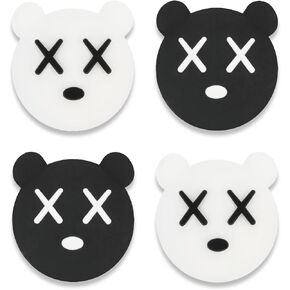 Cute Thumb Grip Caps for Nintendo Switch/Lite/OLED, Kawaii Magic Moon Joy-Stick Button Stick Cover 3D Analog Ergonomic Cap for NS Controller Joy-Cons (Black&White)