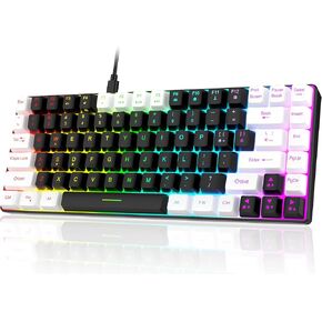 7KEYS TKL Gaming Keyboard, Wired 84 Keys RGB Backlight, Detachable and Stable Type-C Cable, Quiet for Typing, Comfort for Desktop PC Computer,Laptop Mac Gamer