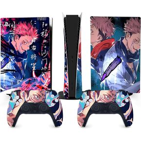 PS5 Console Skin and Controller Skin Set | Anime Sukuna & Yuji Itadori | Matte Finish Vinyl Wrap Sticker Full Decal Skins | Compatible with Sony Playstation 5 Disc Version