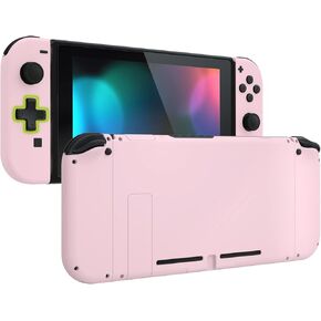 eXtremeRate Dpad Version Custom Full Set Shell for Nintendo Switch, Soft Touch Grip Replacement Console Back Plate, NS Joycon Handheld Controller Housing with Buttons for Nintendo Switch - Black