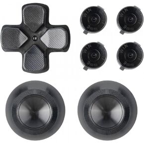 eXtremeRate Black Aluminum Analog Thumbsticks & Bullet Buttons & D-pad Replacements Kits Metal Buttons for ps4 Slim Pro Controller in Kuwait