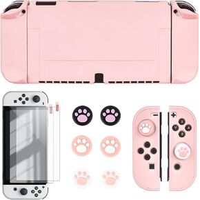 DLseego Switch OLED Protective Case Dockable Hard Shell Anti-Scratch Cover Joycon Accessory Skin with 6PCS Thumb Grips Caps and 2Pc Screen Protectors - Blue in Kuwait