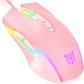 NEWSTYP لطيف RGB 6400 نقطة في البوصة ماوس الألعاب السلكية التنفس LED بصري USB 7 أزرار ألعاب الكمبيوتر الفئران الوردي لأجهزة الكمبيوتر المحمول سطح المكتب (الوردي) in Kuwait