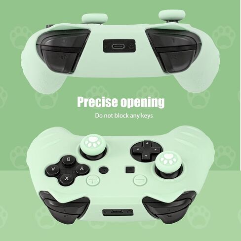 غلاف وحدة تحكم Switch Pro، مظهر لطيف لوحدة تحكم Cat Paw Switch Pro مع قبعات وملصقات بمقبض الإبهام من Switch Pro - باللون الأخضر in Kuwait