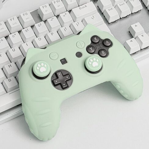 غلاف وحدة تحكم Switch Pro، مظهر لطيف لوحدة تحكم Cat Paw Switch Pro مع قبعات وملصقات بمقبض الإبهام من Switch Pro - باللون الأخضر in Kuwait