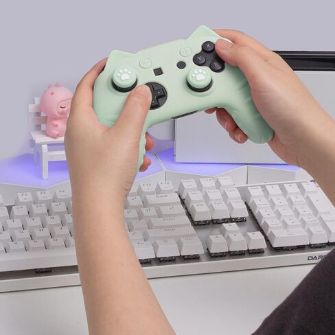 غلاف وحدة تحكم Switch Pro، مظهر لطيف لوحدة تحكم Cat Paw Switch Pro مع قبعات وملصقات بمقبض الإبهام من Switch Pro - باللون الأخضر in Kuwait