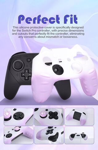 غلاف وحدة تحكم Switch Pro، مظهر لطيف لوحدة تحكم Cat Paw Switch Pro مع قبعات وملصقات بمقبض الإبهام من Switch Pro - باللون الأخضر in Kuwait