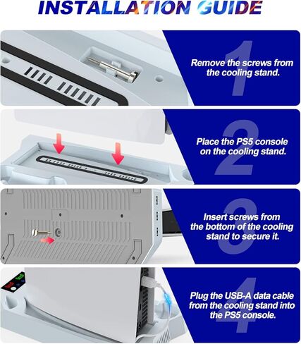 محطة شحن YCCSKY PS5 مع مروحة تبريد، محطة توصيل وحدة تحكم PS5 مع محطة تبريد، 3 منافذ USB، شاحن وحدة تحكم مزدوج، حامل سماعة الرأس، مروحة تبريد منخفضة الضوضاء 3 أنواع in Kuwait