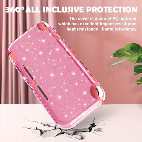 حافظة واقية DLseego Pink Glitter لجهاز Switch Lite، غطاء TPU ناعم من الكريستال الشفاف اللامع مع تصميم ممتص للصدمات ومضاد للخدش، جلد لامع لطيف لإصدار Switch 2019 in Kuwait