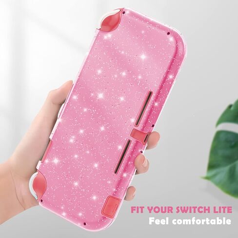 حافظة واقية DLseego Pink Glitter لجهاز Switch Lite، غطاء TPU ناعم من الكريستال الشفاف اللامع مع تصميم ممتص للصدمات ومضاد للخدش، جلد لامع لطيف لإصدار Switch 2019 in Kuwait