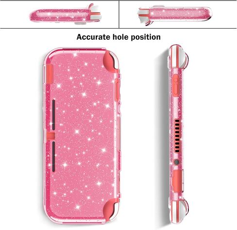 حافظة واقية DLseego Pink Glitter لجهاز Switch Lite، غطاء TPU ناعم من الكريستال الشفاف اللامع مع تصميم ممتص للصدمات ومضاد للخدش، جلد لامع لطيف لإصدار Switch 2019 in Kuwait