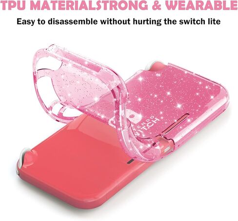 حافظة واقية DLseego Pink Glitter لجهاز Switch Lite، غطاء TPU ناعم من الكريستال الشفاف اللامع مع تصميم ممتص للصدمات ومضاد للخدش، جلد لامع لطيف لإصدار Switch 2019 in Kuwait