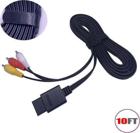 RUITROLIKER 10ft/3m AV Cable TV Composite Cord Retro 3 RCA Extension Cable with Velco for SNES N64 Gamecube NGC Console in Kuwait