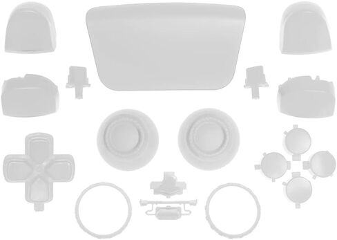 WPS Replacement Clip Shell Touch Pad Thumbsticks Dpad R1 L1 Trigger Buttons w/Accent Rings Set for PS5 Playstation Controller (White) in Kuwait