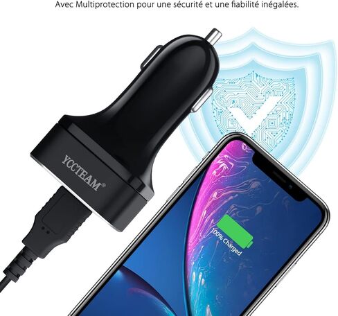 Car Charger for Switch - YCCTEAM 5V/4.8A High Speed Play and Charge Two-Port USB Adapter with 6.6ft USB Type C to A Charger Cable Cord in Kuwait
