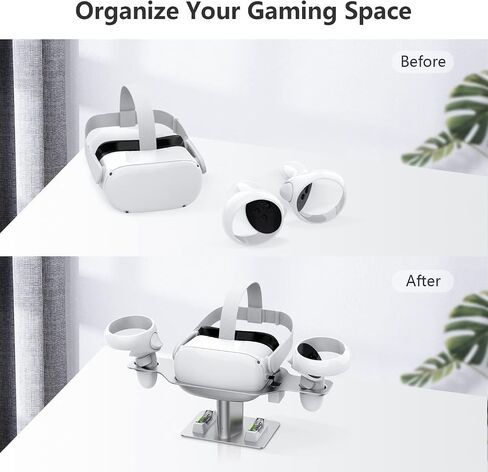 Mavicen Metal Charging Dock for Oculus Quest 2 and Elite Strap with Battery,Charging Station Stand Set:Headset Display Stand and Controller Mount,4 Rechargeable Batteries in Saudi Arabia
