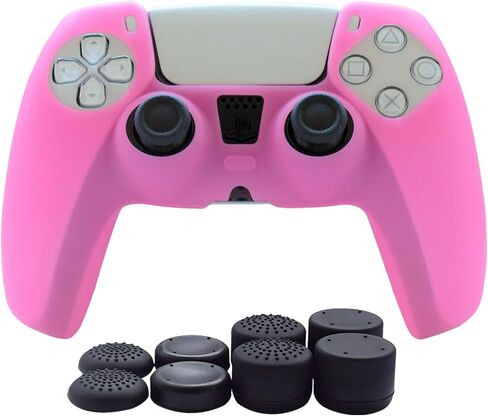 PS5 Controller Skin,Hikfly Silicone Cover for PS5 Grips PlayStation 5 Controller Cover Protector Sleeve Kits Video Games with FPS Pro Thumb Grips Caps(Blue) in Saudi Arabia