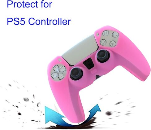 PS5 Controller Skin,Hikfly Silicone Cover for PS5 Grips PlayStation 5 Controller Cover Protector Sleeve Kits Video Games with FPS Pro Thumb Grips Caps(Blue) in Saudi Arabia