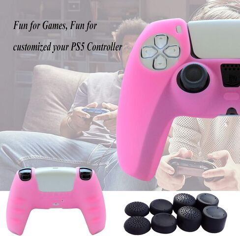 PS5 Controller Skin,Hikfly Silicone Cover for PS5 Grips PlayStation 5 Controller Cover Protector Sleeve Kits Video Games with FPS Pro Thumb Grips Caps(Blue) in Saudi Arabia