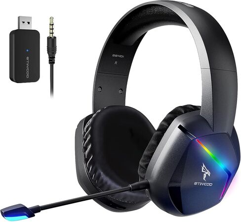 SOMIC 2.4G Wireless Gaming Headset with Microphone for PS5, PS4, Computer Gamer Headphone with Stereo Sound, Detachable Mic, Soft Earmuffs, RGB LED Light, 10H+ Playtime (Xbox one in Wired Mode) GS401 in Kuwait