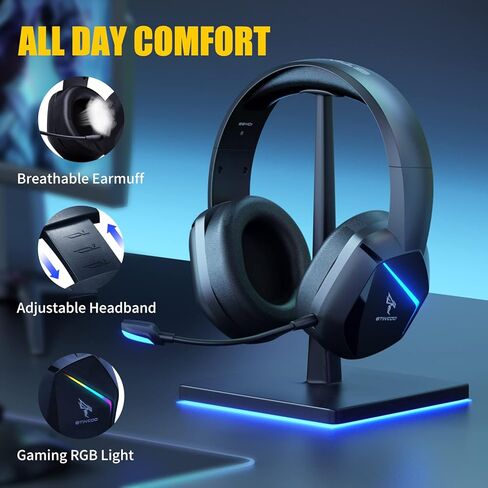 SOMIC 2.4G Wireless Gaming Headset with Microphone for PS5, PS4, Computer Gamer Headphone with Stereo Sound, Detachable Mic, Soft Earmuffs, RGB LED Light, 10H+ Playtime (Xbox one in Wired Mode) GS401 in Kuwait