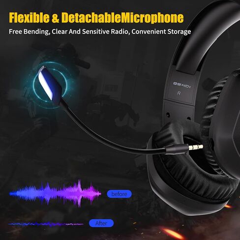 SOMIC 2.4G Wireless Gaming Headset with Microphone for PS5, PS4, Computer Gamer Headphone with Stereo Sound, Detachable Mic, Soft Earmuffs, RGB LED Light, 10H+ Playtime (Xbox one in Wired Mode) GS401 in Kuwait