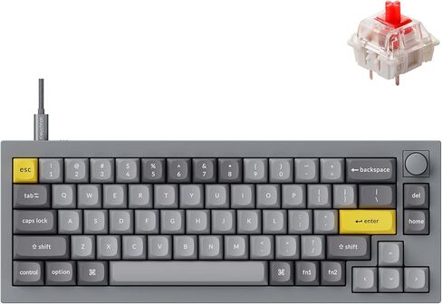 Keychron Q2 Wired 65% Mechanical Keyboard with Knob & RGB - Hot-Swappable Gateron G Pro Blue Switch, QMK/VIA Programmable, Double Gasket Mount, Aluminum Body for Mac/Windows/Linux (Grey) in Kuwait