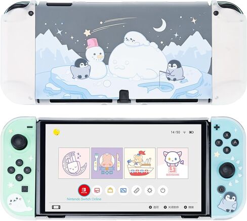 GeekShare Protective Case for Switch OLED Separable Protective Shell for Switch OLED Console and Joy-Con - Hard Shell Anti-Scratch - Polar Animals in Saudi Arabia