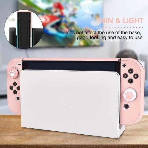 DLseego Switch OLED حافظة واقية قابلة للإرساء بغطاء صلب مضاد للخدش مع ملحق جويكون مع 6 قطع من أغطية مقابض الإبهام وقطعتين من واقيات الشاشة - وردي in Kuwait