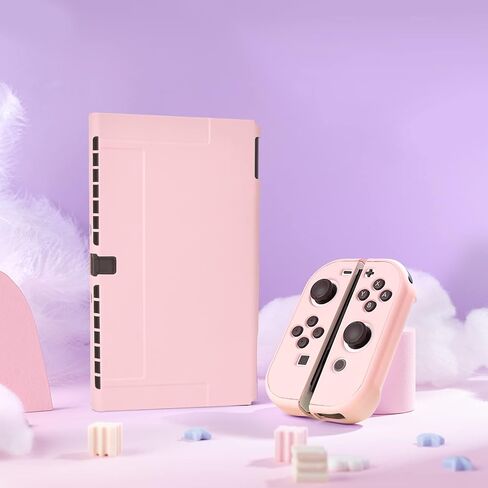 DLseego Switch OLED حافظة واقية قابلة للإرساء بغطاء صلب مضاد للخدش مع ملحق جويكون مع 6 قطع من أغطية مقابض الإبهام وقطعتين من واقيات الشاشة - وردي in Kuwait