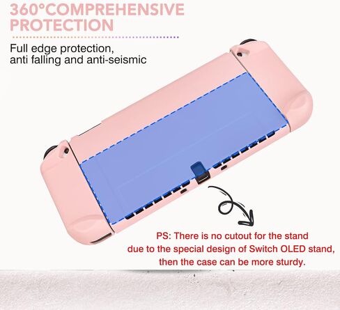 DLseego Switch OLED حافظة واقية قابلة للإرساء بغطاء صلب مضاد للخدش مع ملحق جويكون مع 6 قطع من أغطية مقابض الإبهام وقطعتين من واقيات الشاشة - وردي in Kuwait