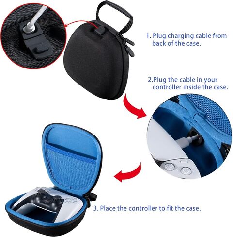 PlayRealm Travel Case Rechargeable by Cable Compatible with PS5,PS4,Xbox Series/One, Switch Pro Controller (Blue) in Saudi Arabia