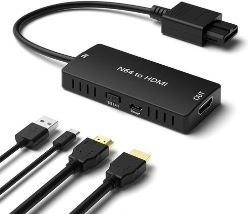 واي دي مايد محول HDMI N64 N64 ملحقات N64 متوافق مع وحدة تحكم العاب N64/جيم كيوب/SNES/SFC N64 الى محول HDMI يدعم تحويل 16:9/4:3 in Kuwait